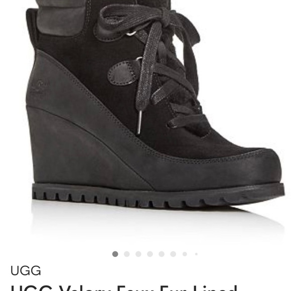 UGG : Suede + Sheepskin lining winter wedge boot. - Picture 7 of 7